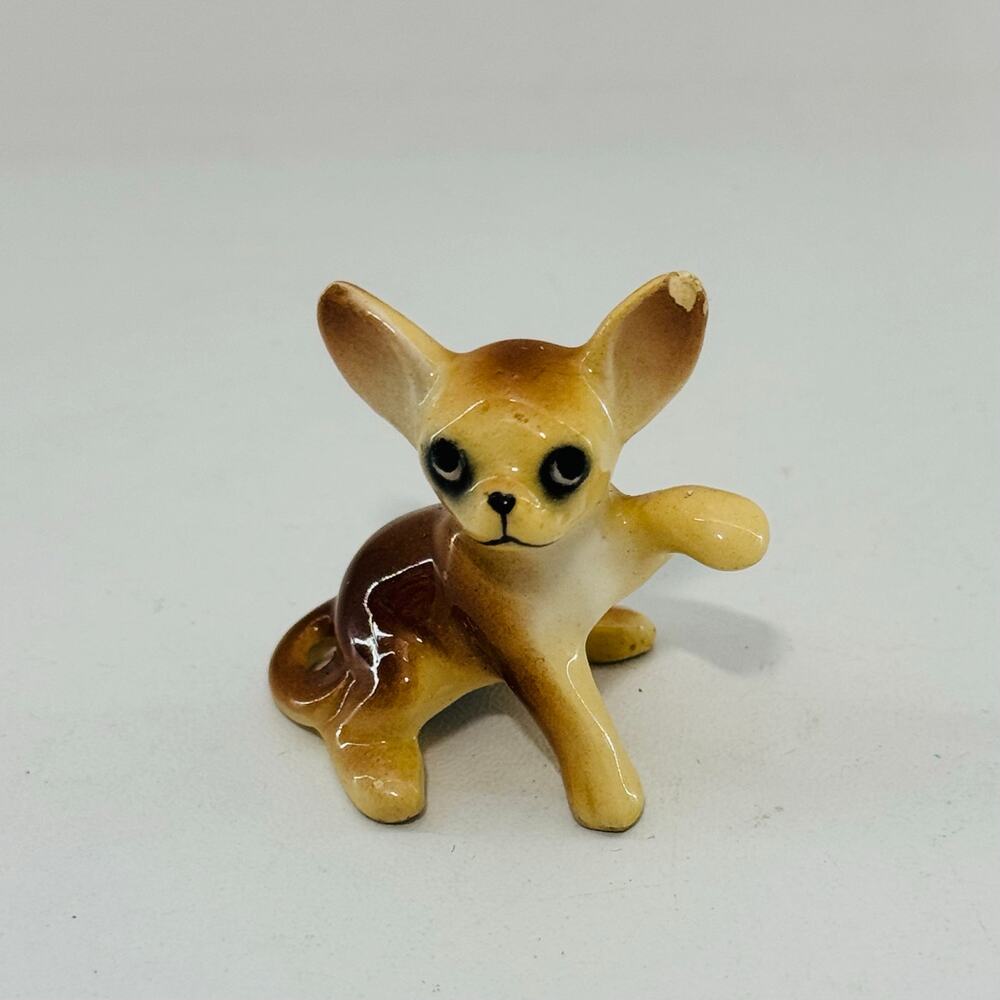 Tiny Vintage Ceramic MCM Dog Animal Miniature Japan
